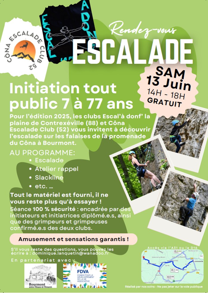 INITIATION A L&rsquo;ESCALADE SUR LES FALAISES DU CÔNA à BOURMONT